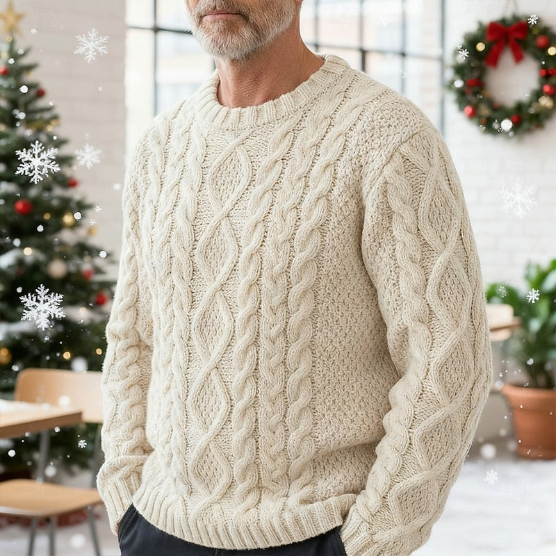 Cable Knit Crew Neck Sweater for Men