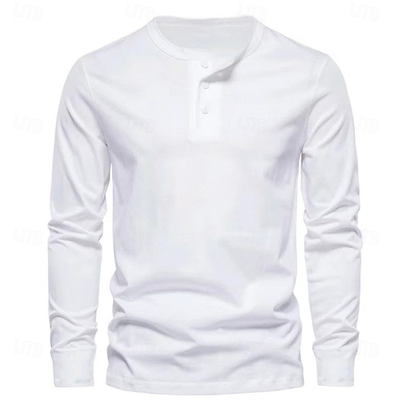 Classic Long-Sleeve Henley for Men, Plus Size
