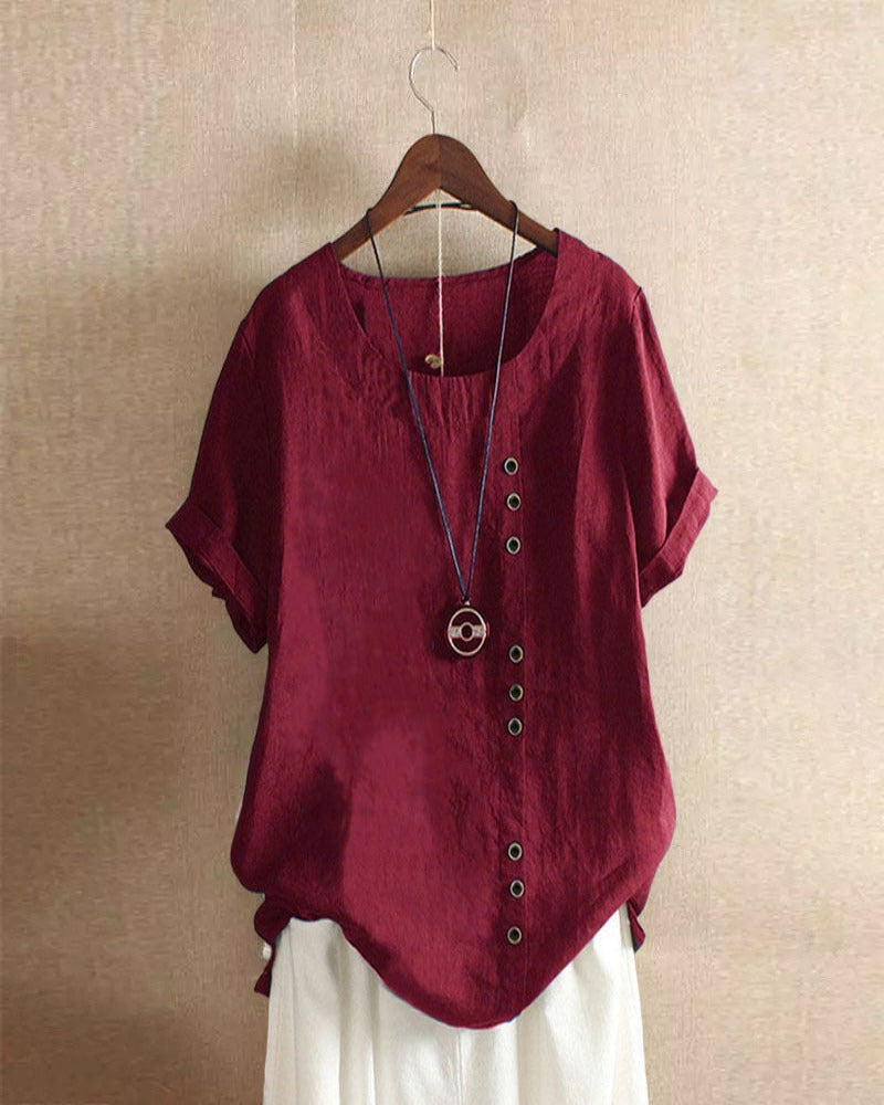 Button Detail Summer Blouse for Women, Effortless Style