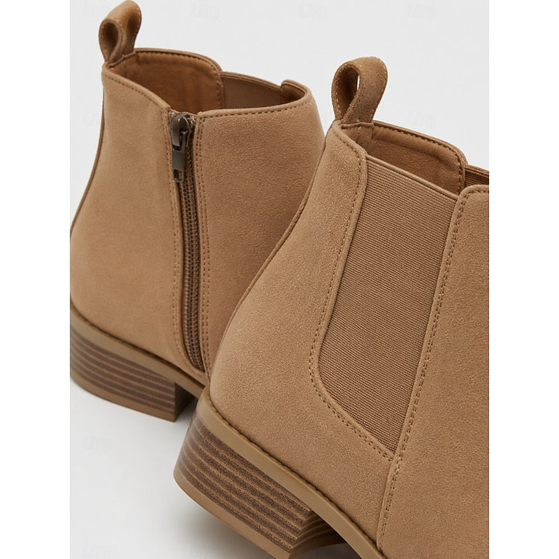 Ladies Pointed-Toe Block Heel Ankle Boots