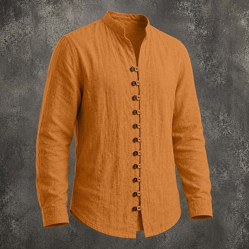 Band Collar Casual Shirt for Men, Plus Size