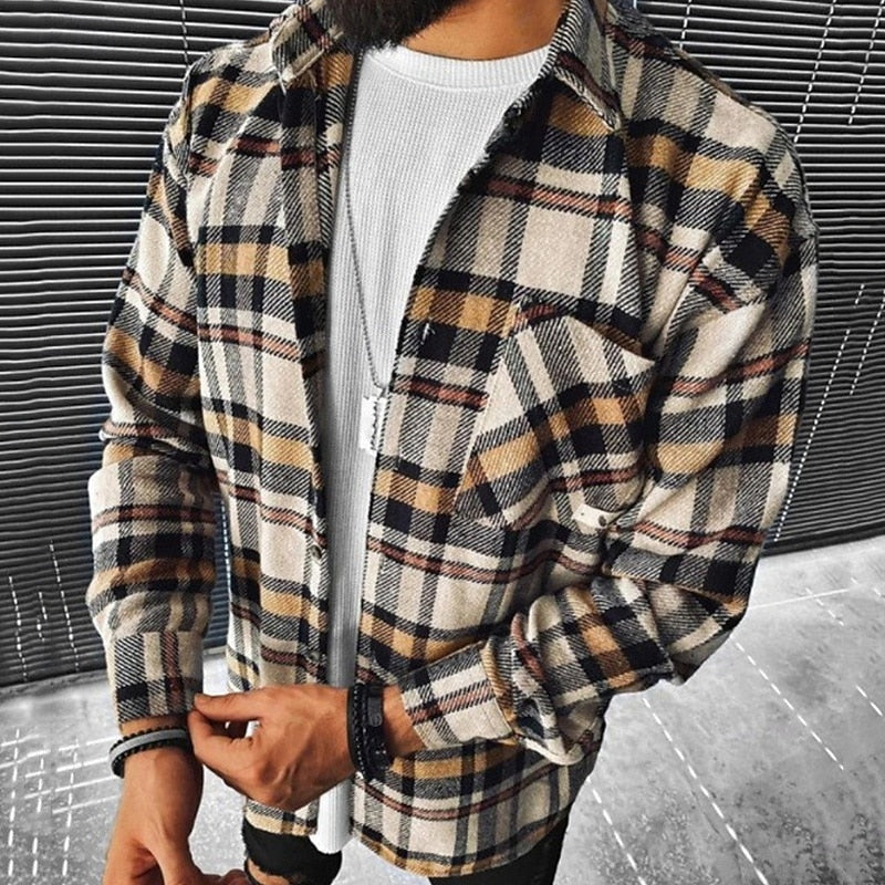 Checked Overshirt for Men, Rugged Style