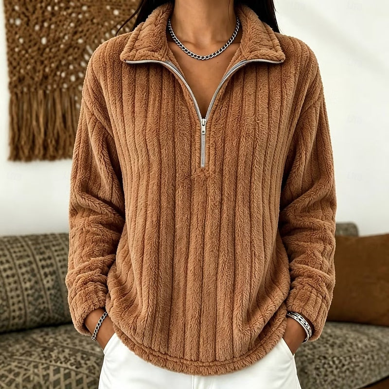 Women's Cozy Textured Quarter-Zip Pullover