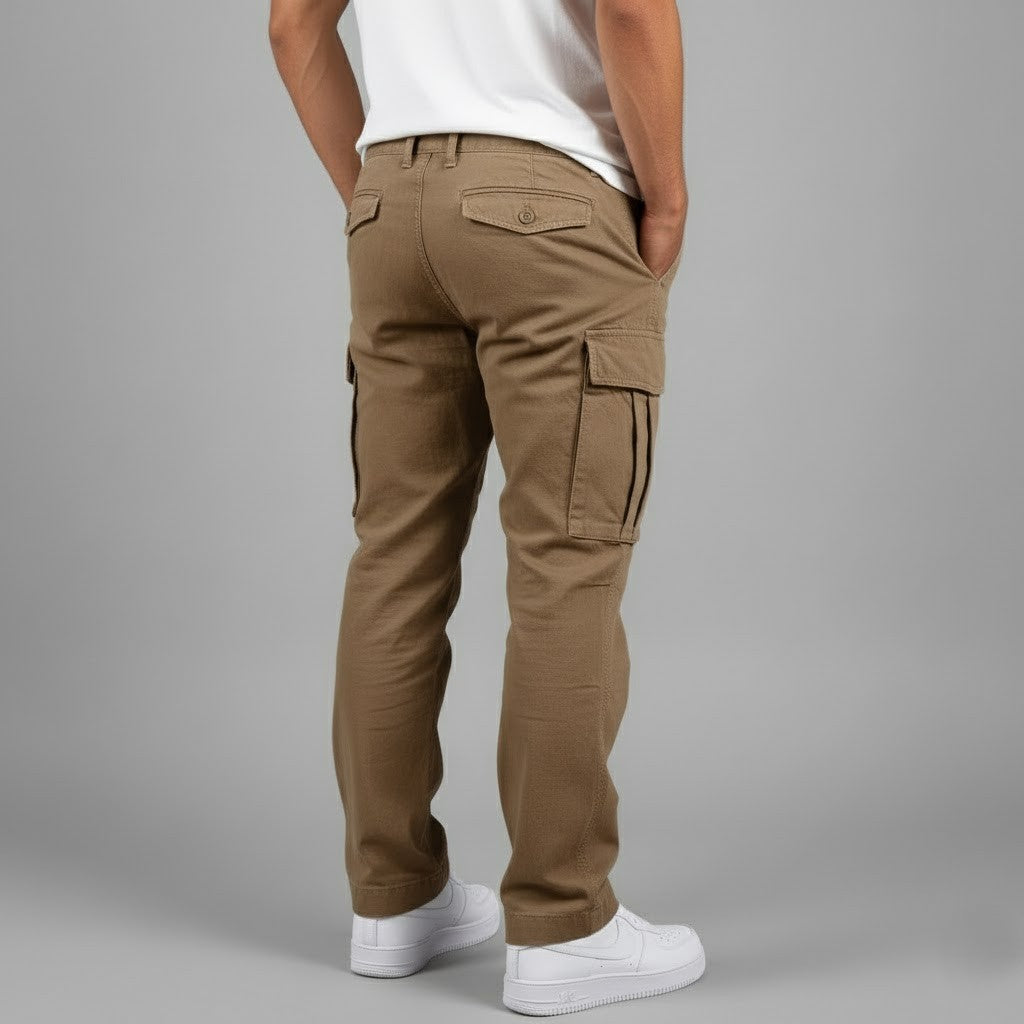 Relaxed Fit Cargo Pants with Side Pockets for Men, Plus Size