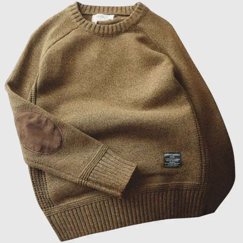 Classic Elbow-Patch Sweater for Men, Plus Size