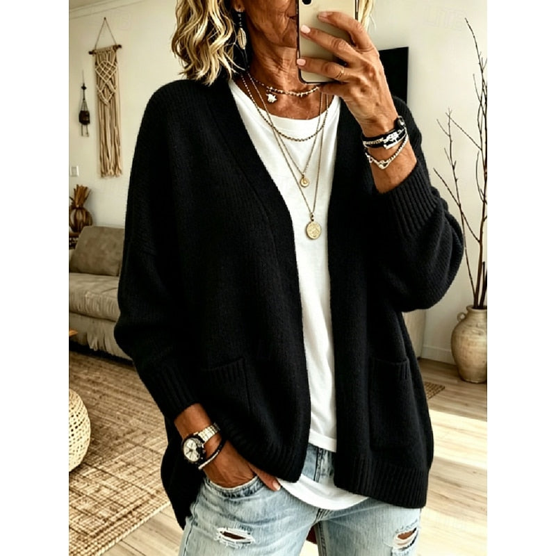 Plus Size Relaxed Open-Front Cardigan for Women