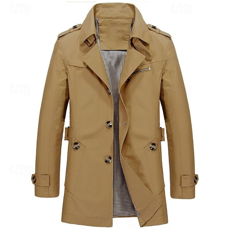 Refined Single-Breasted Trench Coat for Men