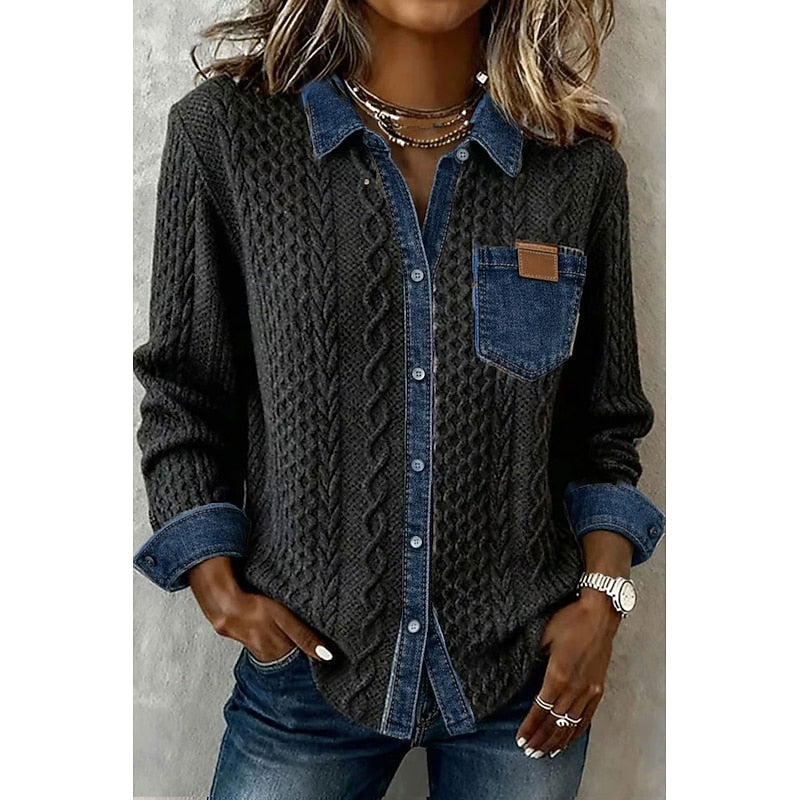 Textured Contrast Shirt for Women
