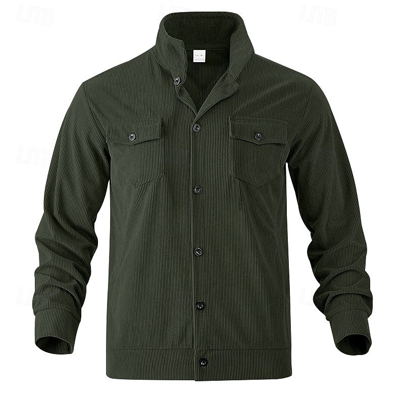 Plus Size Ribbed Utility Jacket for Men