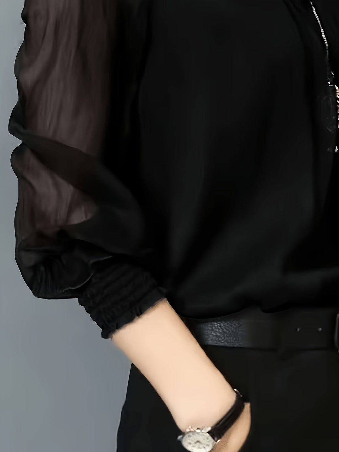 Stand-Collar Long-Sleeve Blouse for Women