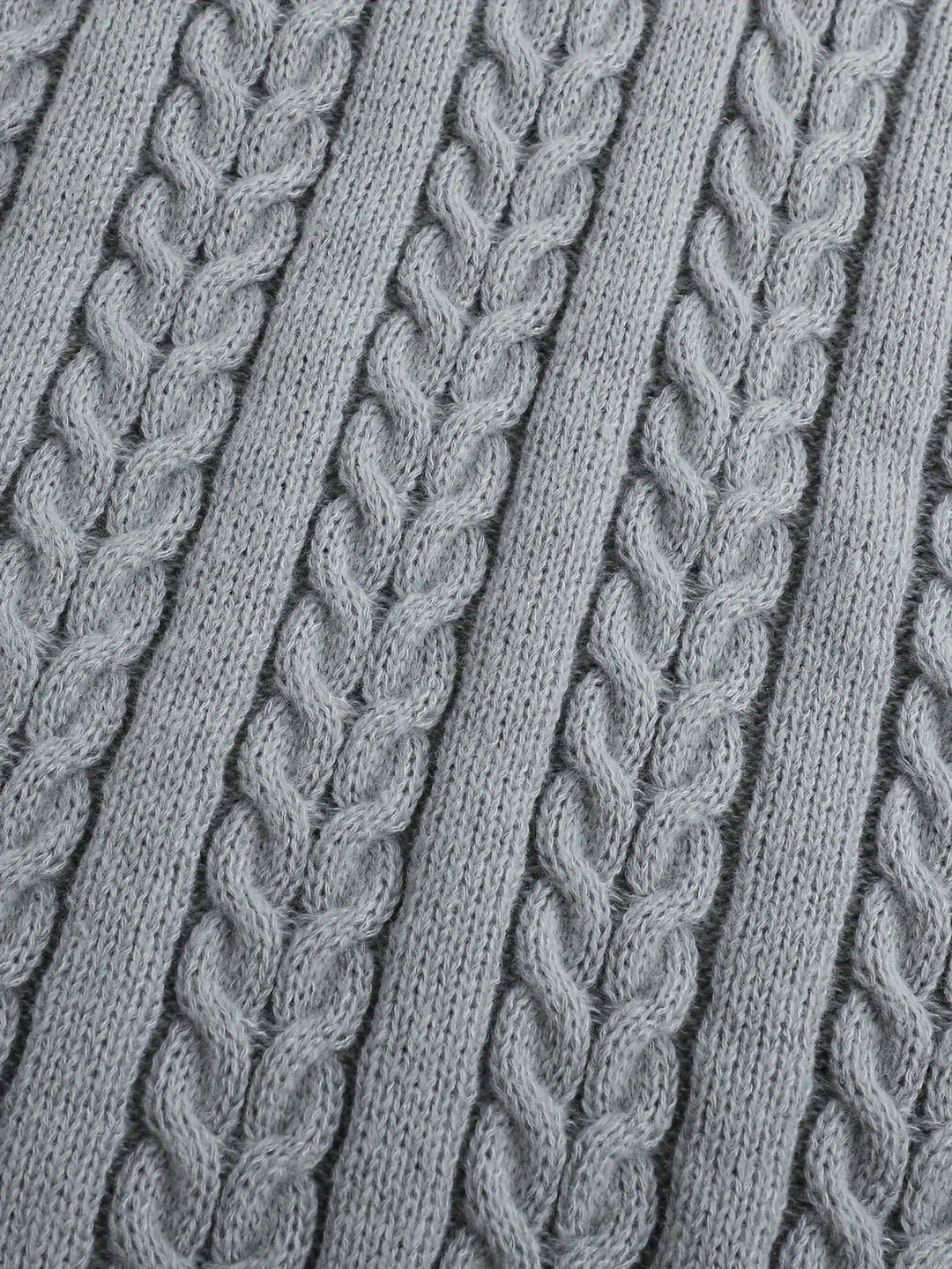 Cable-Knit V-Neck Sweater Vest for Men, Dark Gray