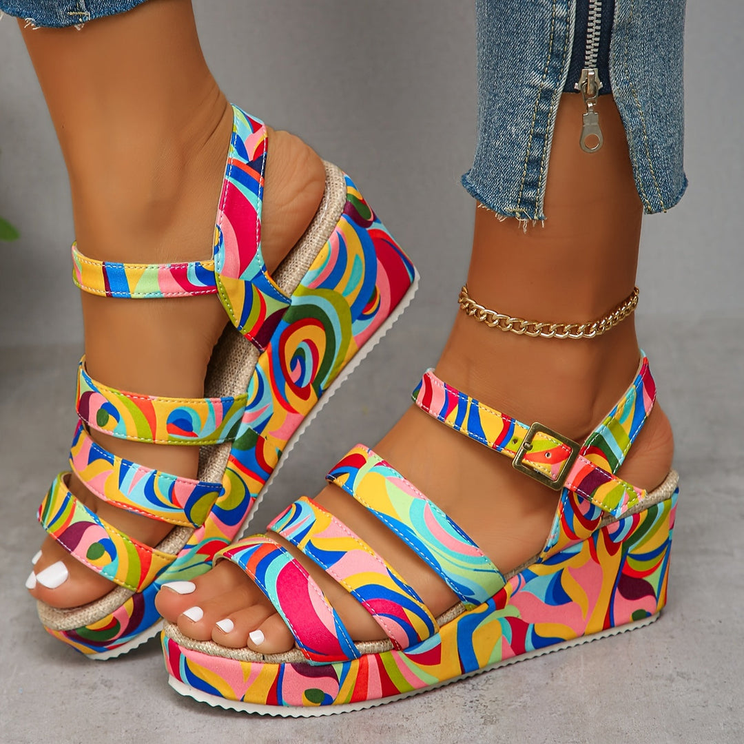 Strappy Platform Wedge Sandals for Women, Elegant Style