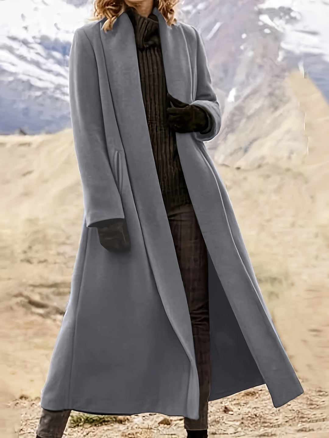 Elegant Longline Coat for Women, Plus Size