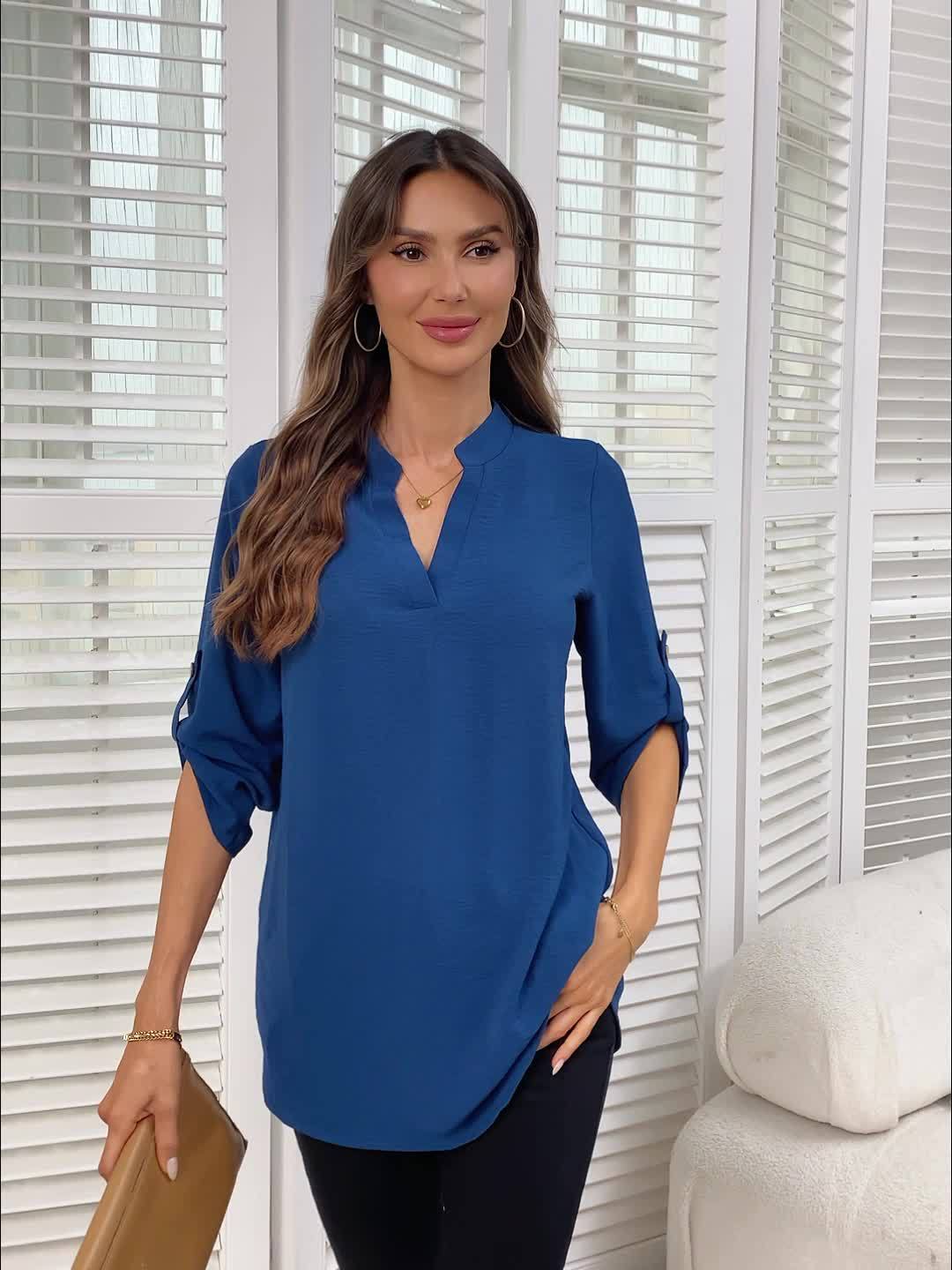 V-Neck Blouse for Women, Refined Style