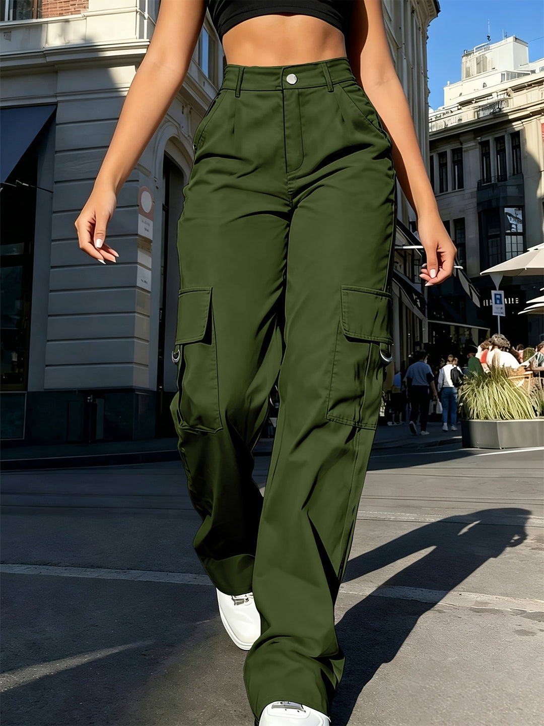 High-Waisted Wide-Leg Cargo Pants for Women