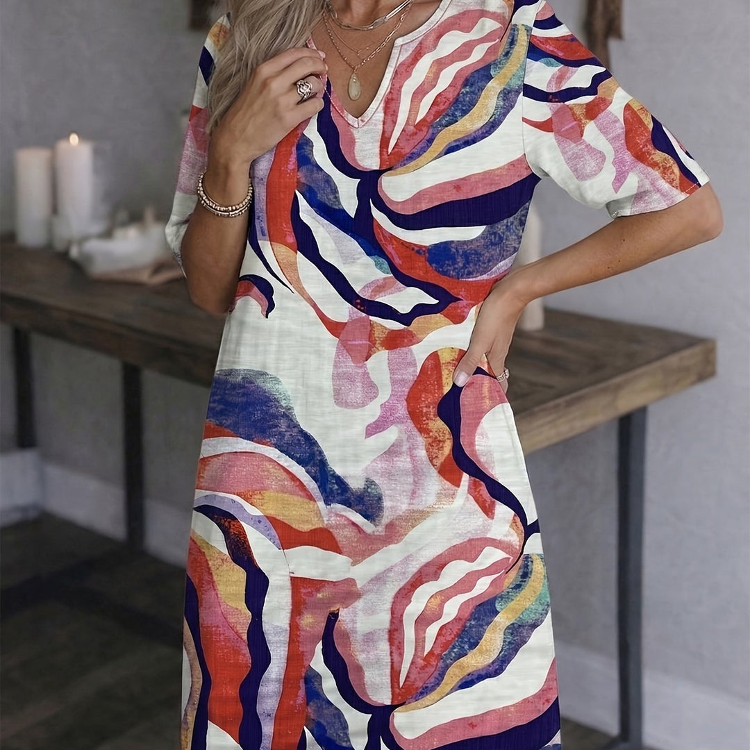 Artful Print Shift Dress for Women