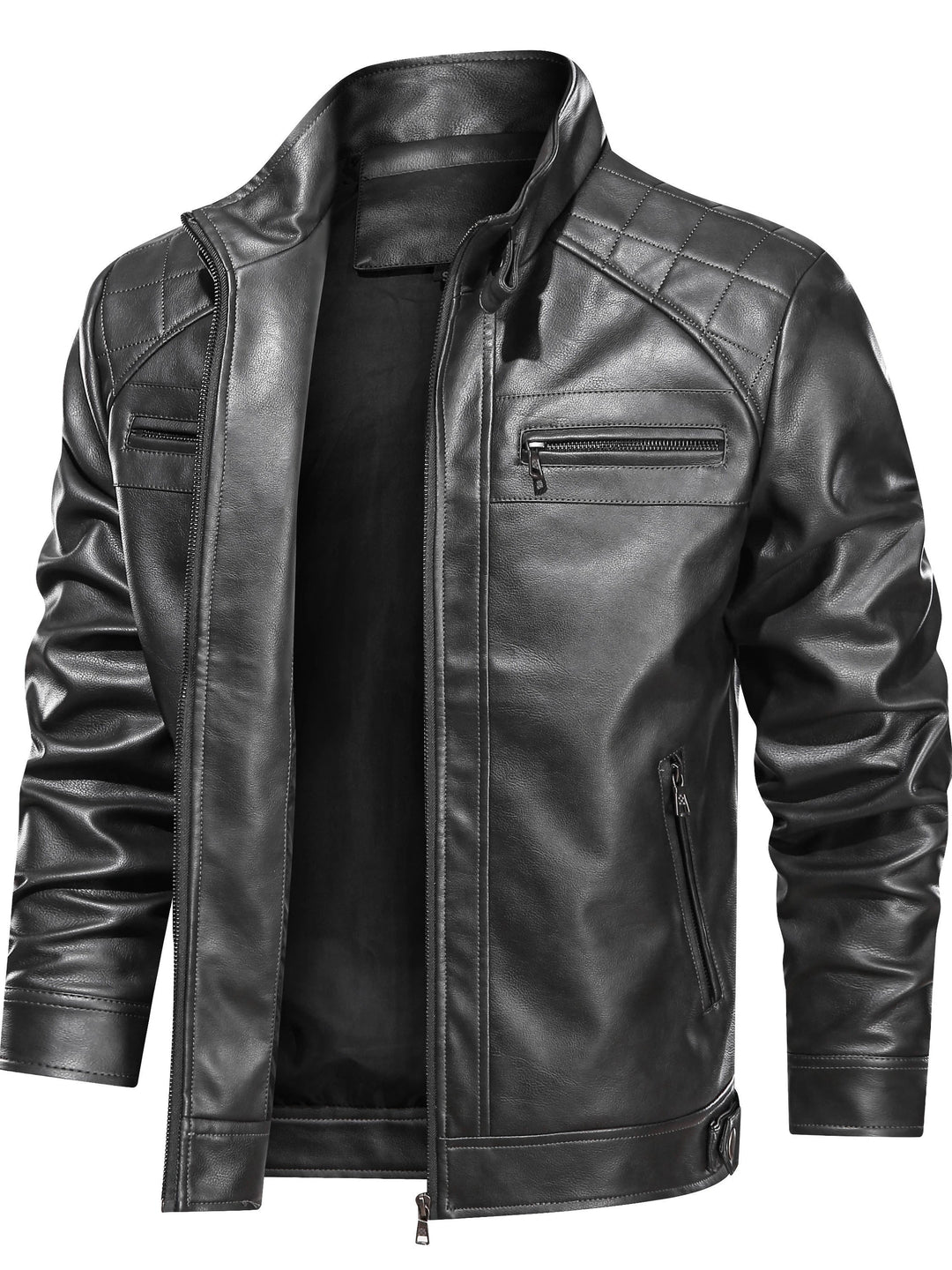 Stand-Collar Biker Jacket for Men