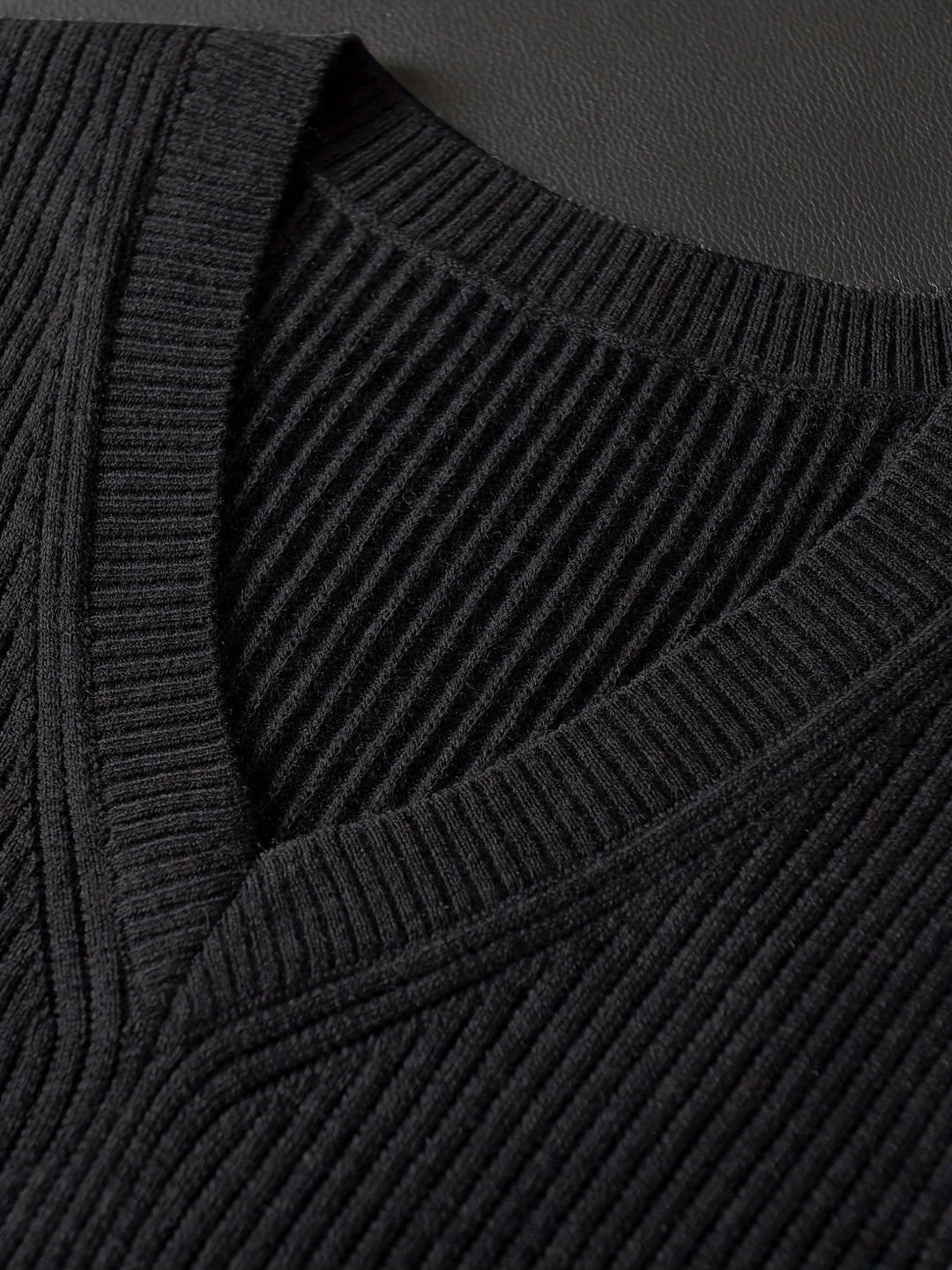 Black Classic V-Neck Sweater Vest for Men