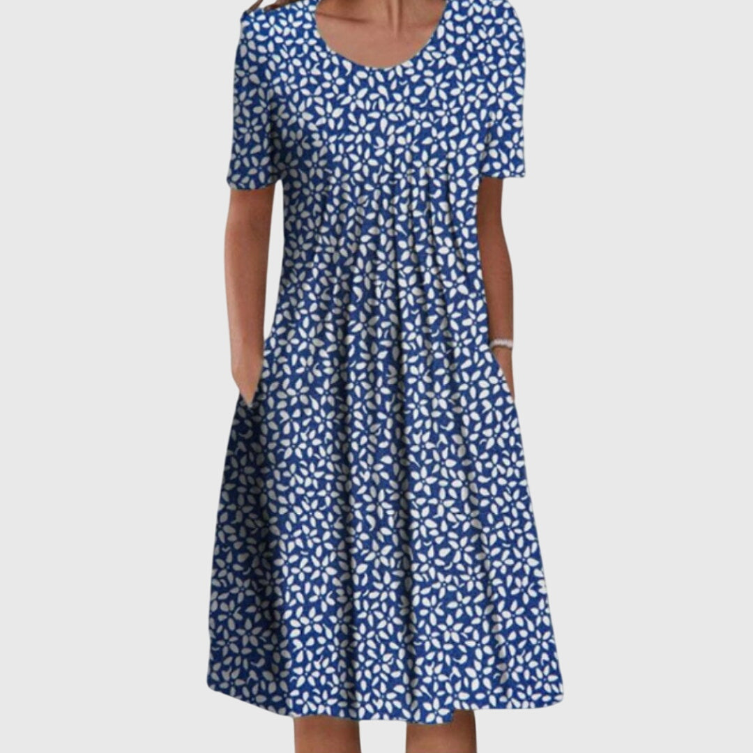 Round Neck Printed Dress, Women's Elegant Fit