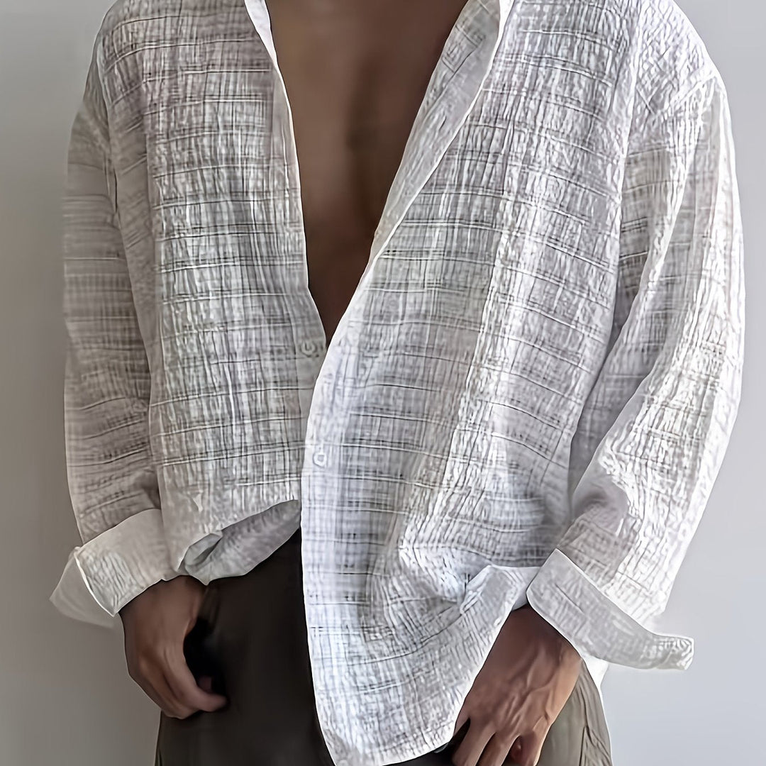 Relaxed Textured Long-Sleeve Shirt for Men