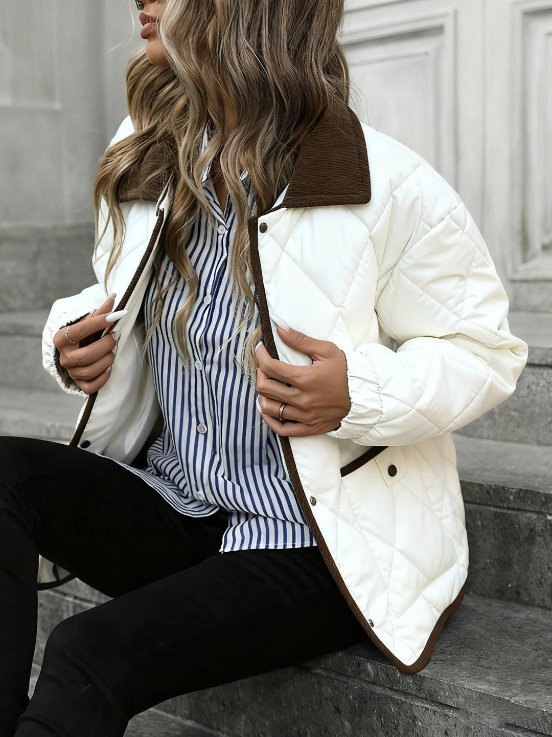 Diamond-Quilted Padded Jacket for Women
