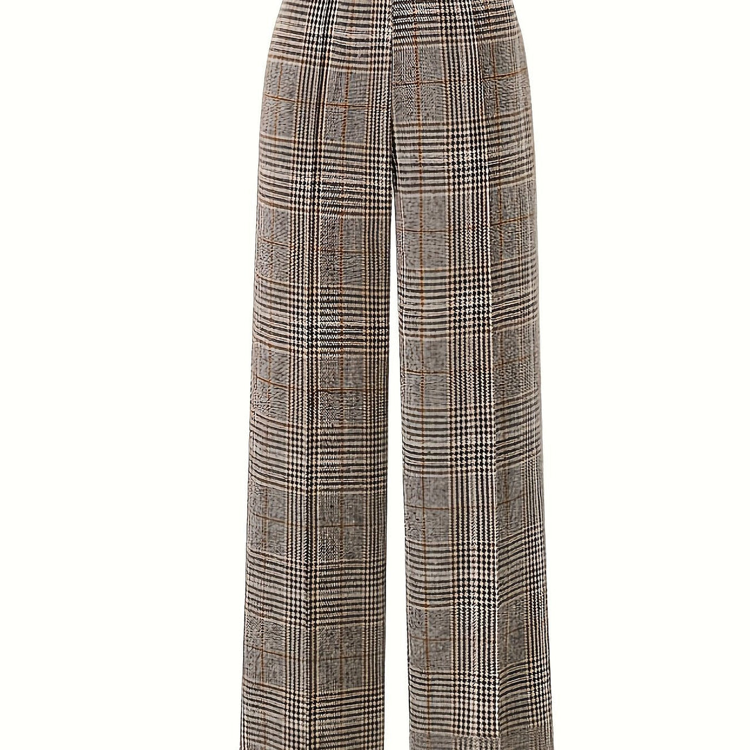 Wide-Leg Plaid Trousers for Women