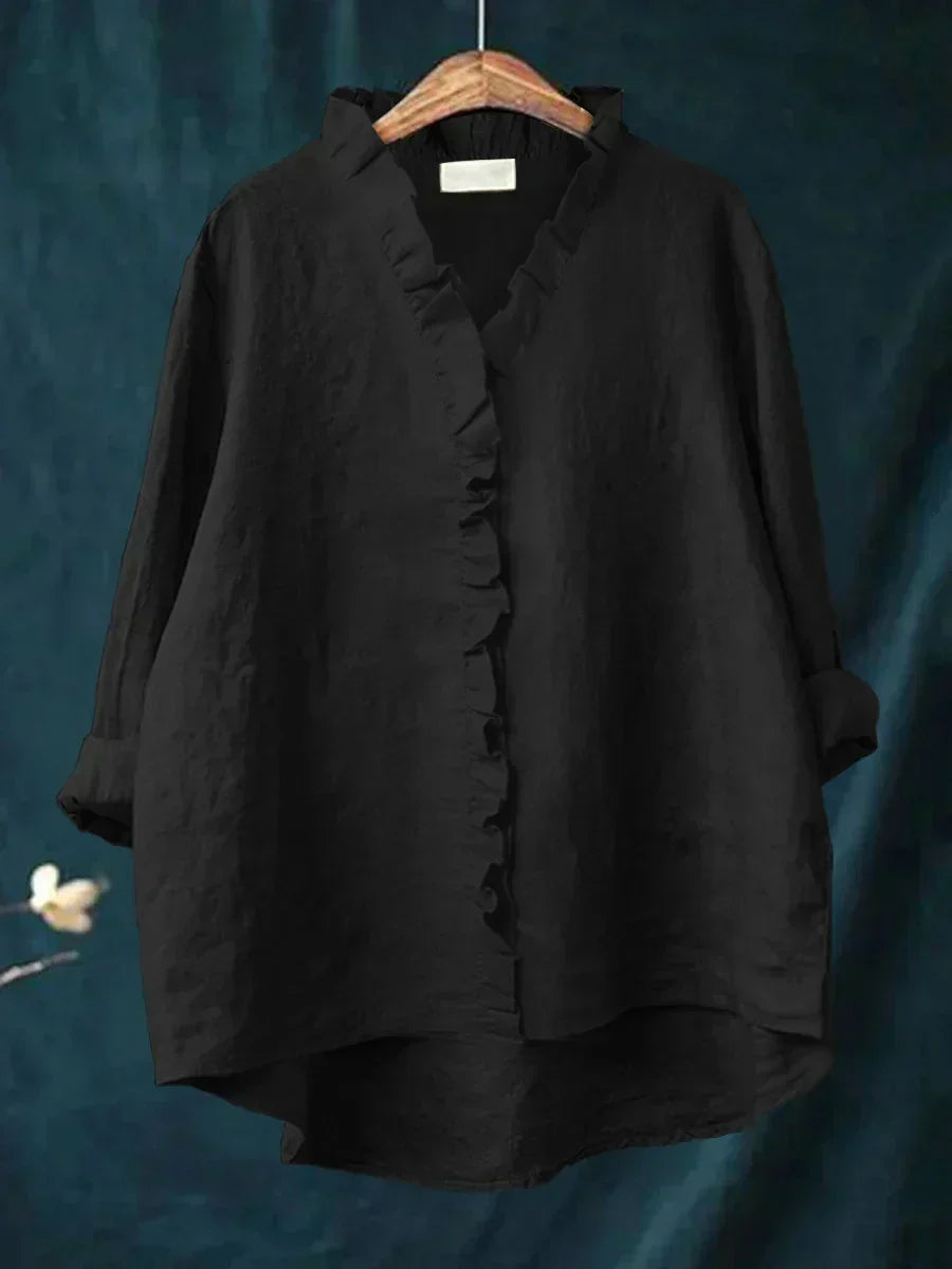Casual Ruffle V-Neck Blouse for Women