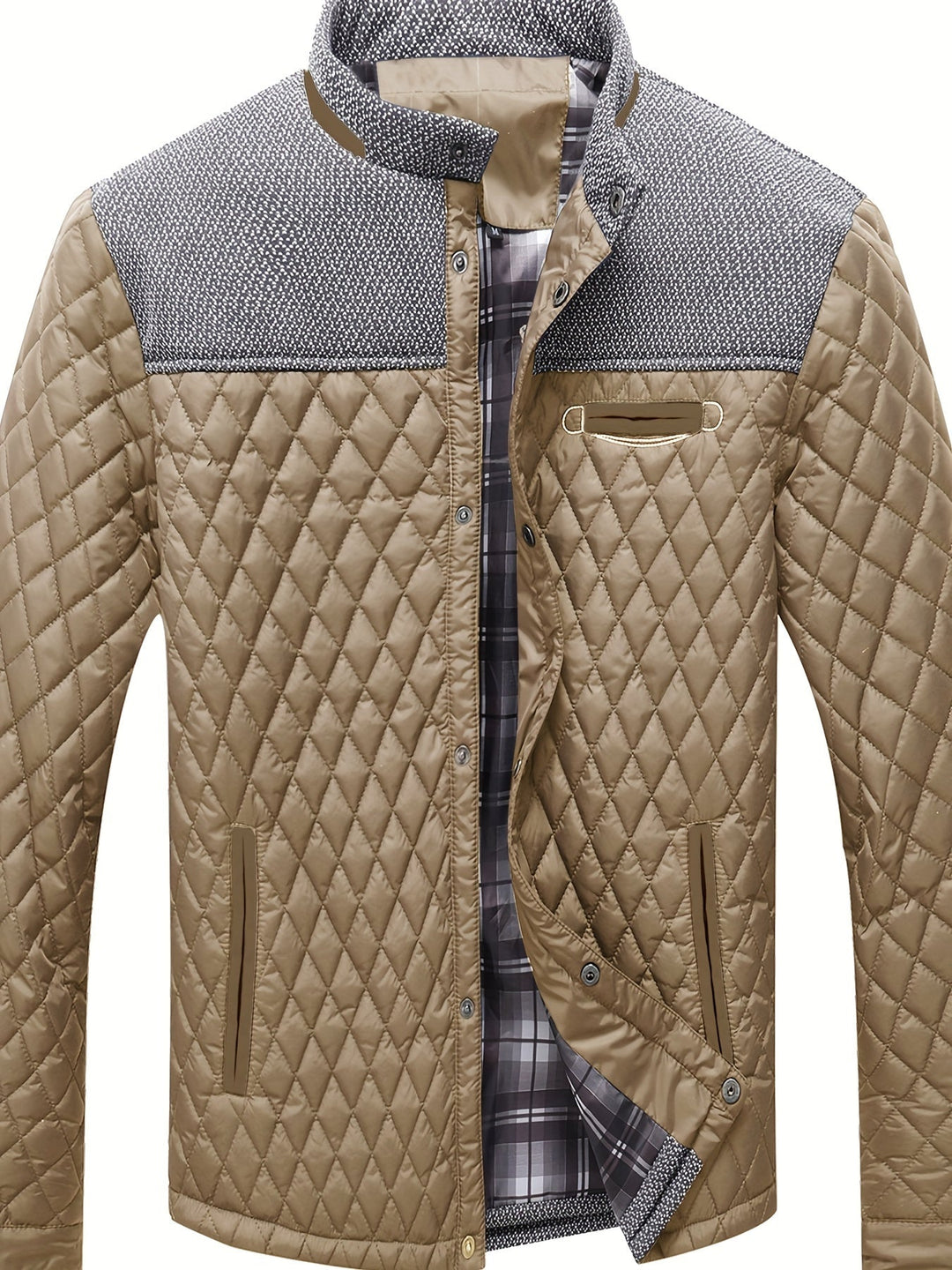 Plus Size Quilted Stand-Collar Jacket for Men