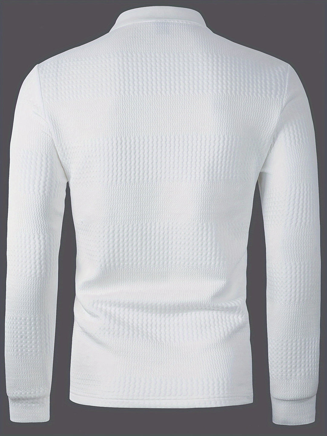 Long-Sleeve Polo Shirt for Men, Textured Style