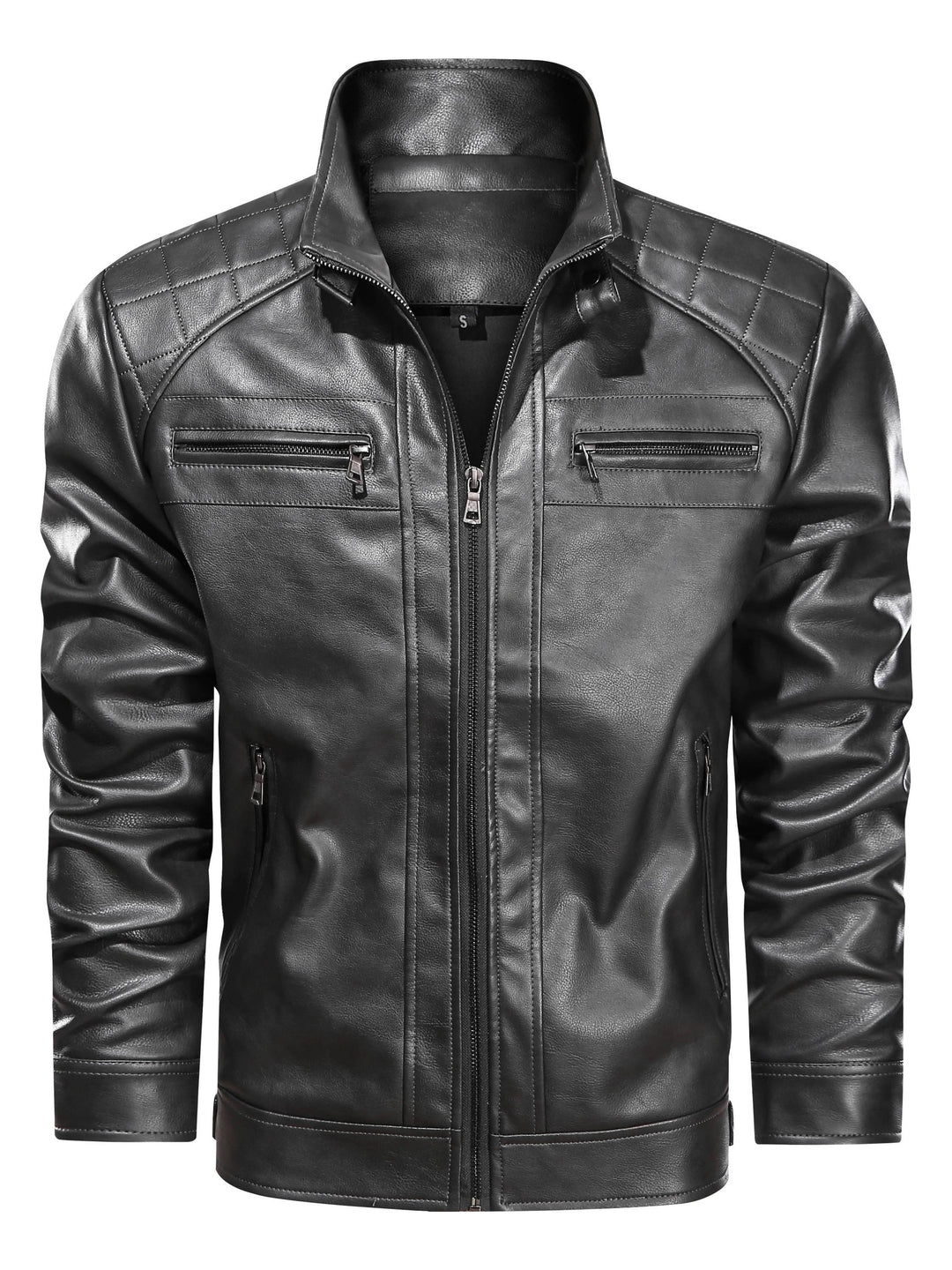 Stand-Collar Biker Jacket for Men