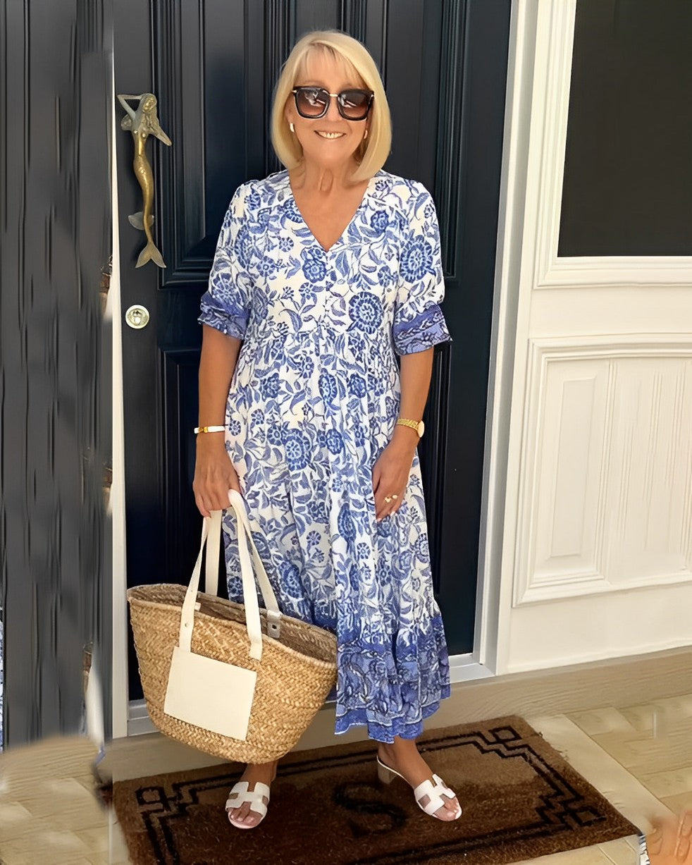 Women's Stylish V-Neck Floral Dress
