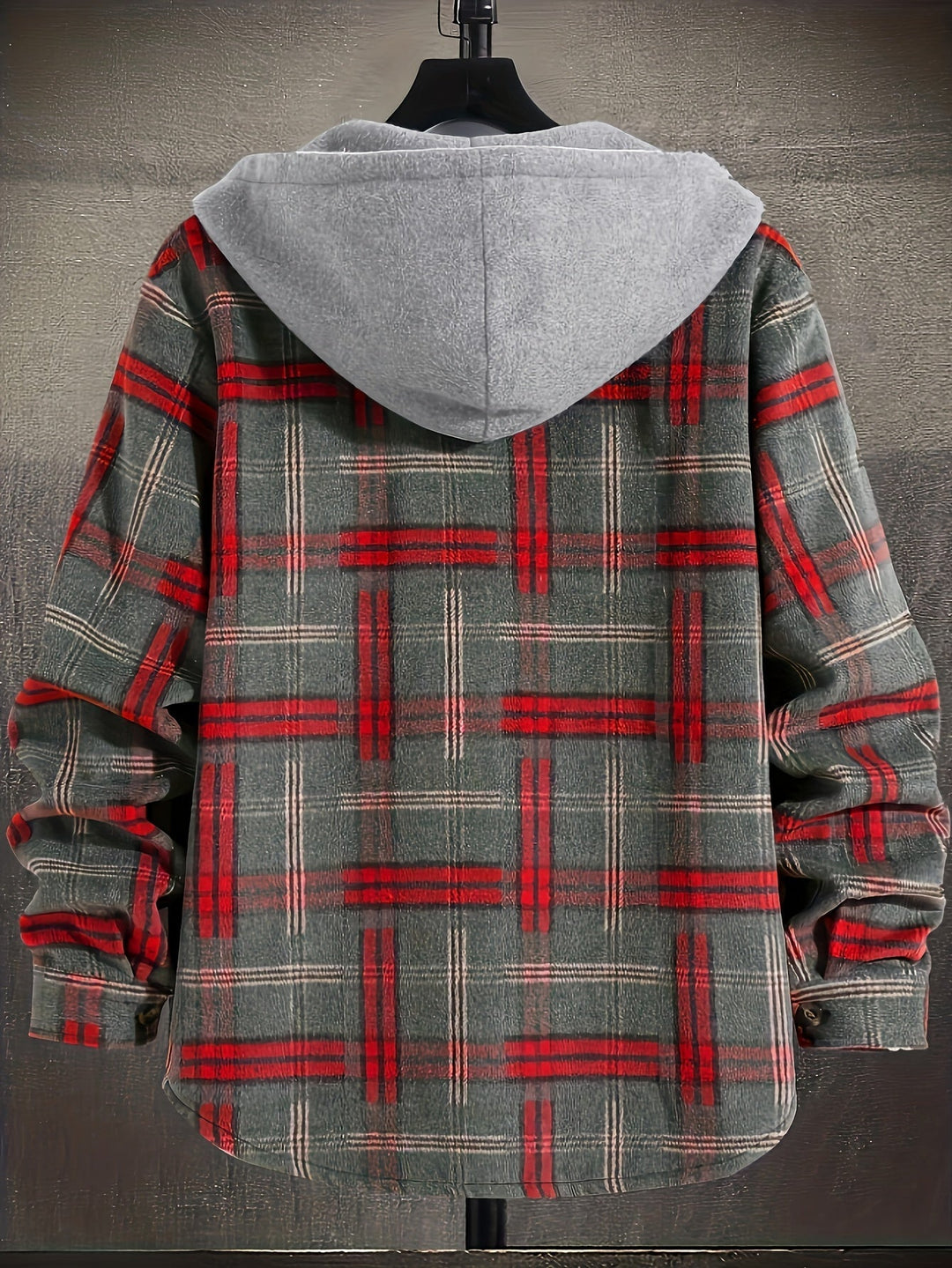 Men's Christmas Plaid Hooded Jacket