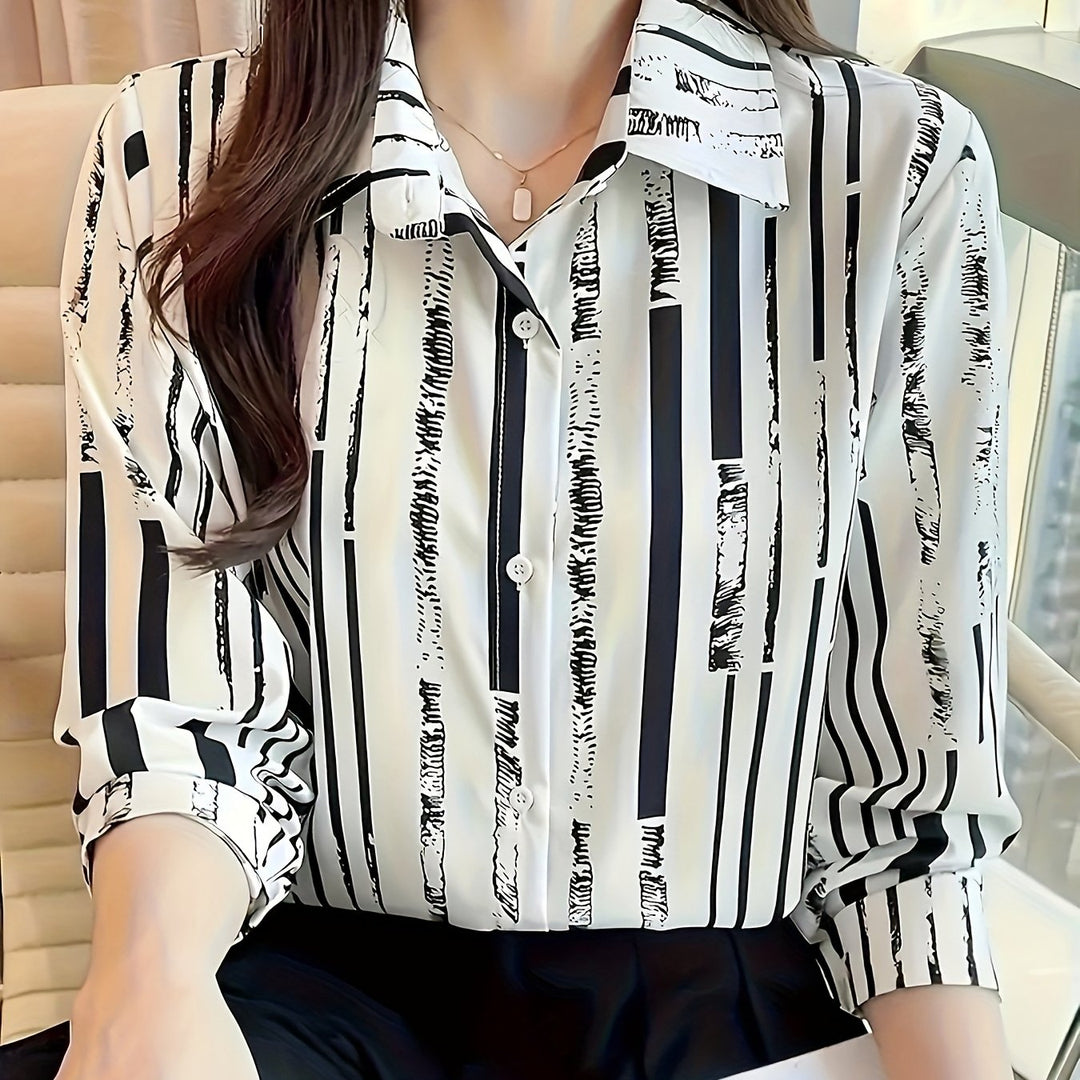 Refined Striped Button-Up Shirt for Women