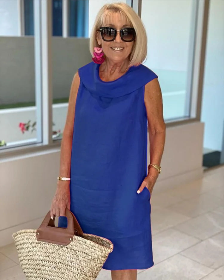 Sleeveless Round Neck Dress for Women, Casual Style