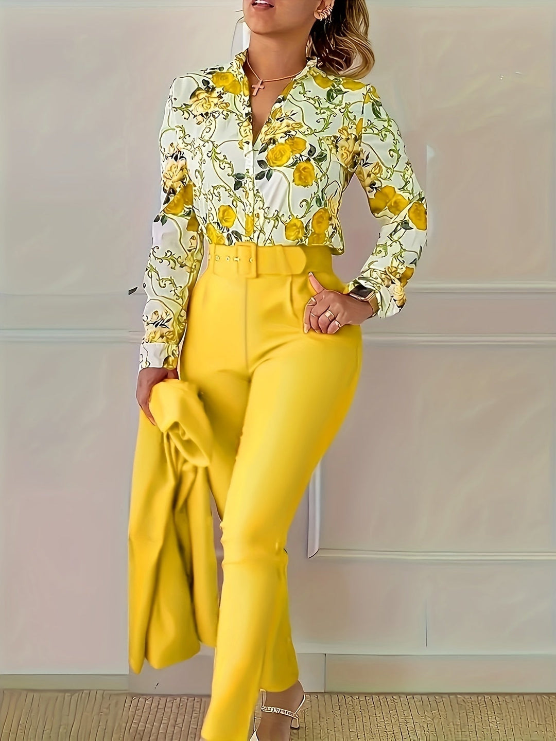 Floral Two-Piece Set for Women, Elegant Style