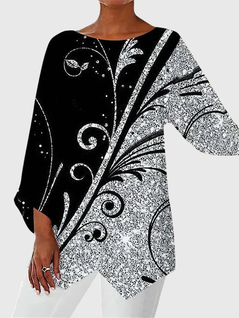 Ladies Shimmer Butterfly Long-Sleeve Top