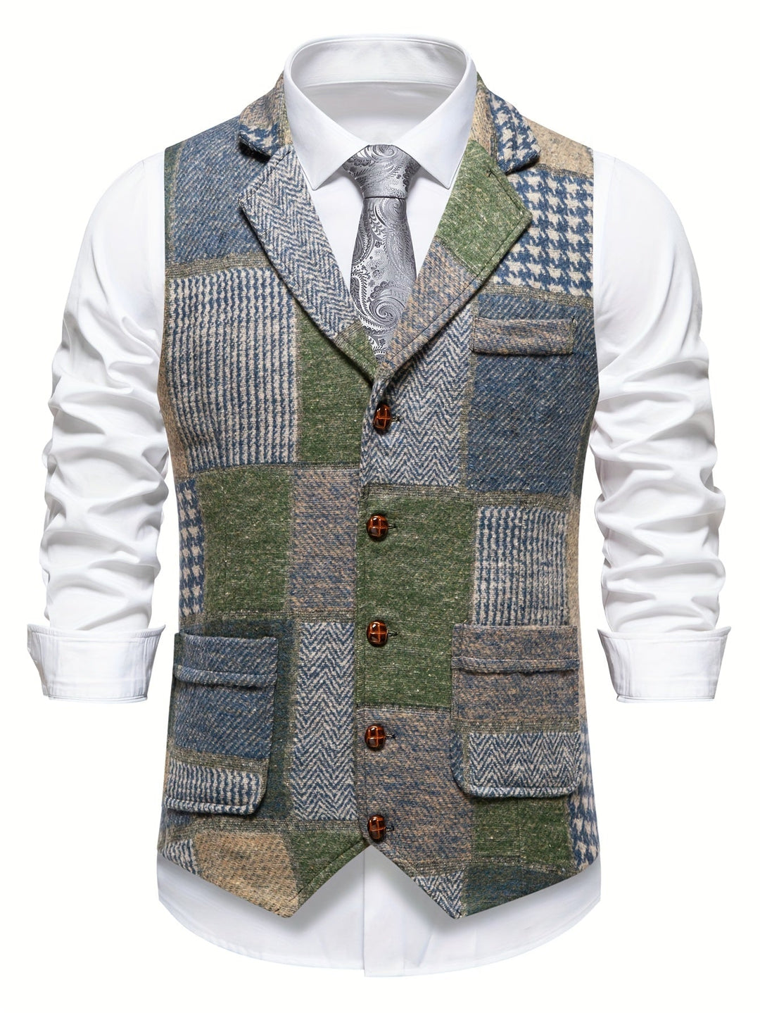 Men's Patchwork Tailored Waistcoat