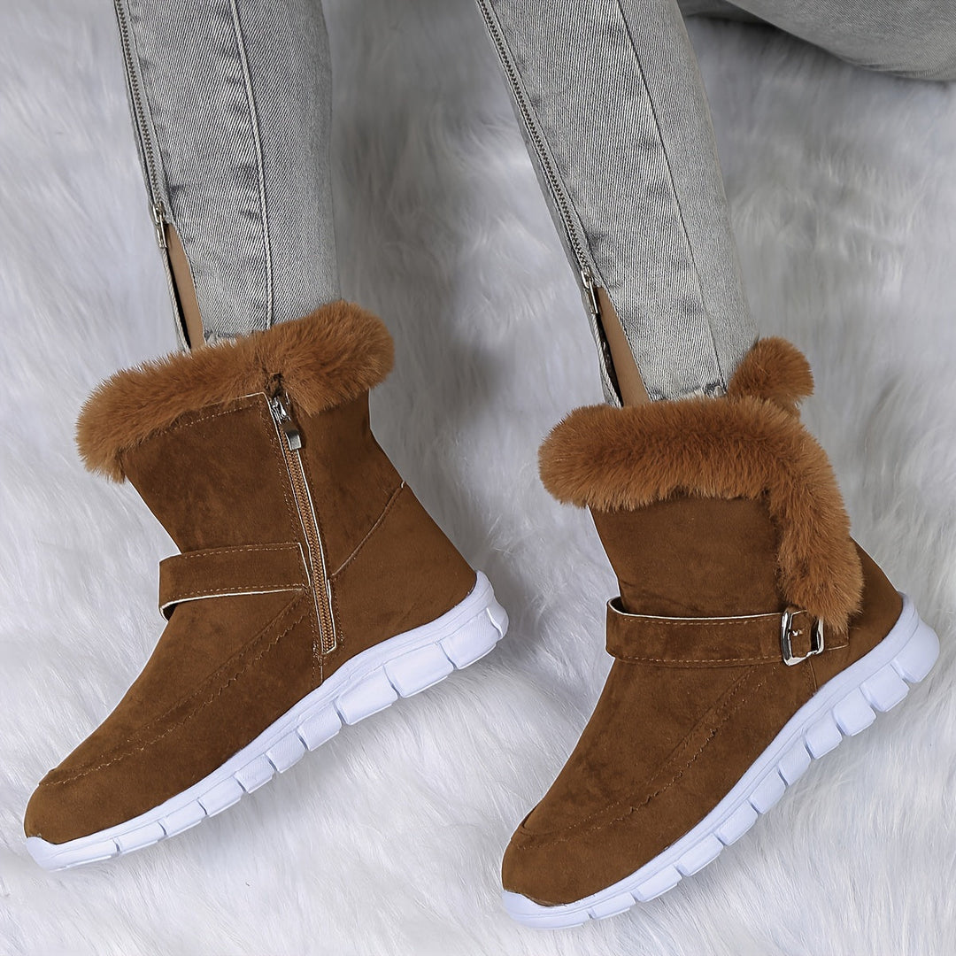 Plush-Trimmed Winter Boots for Women, Cozy Style