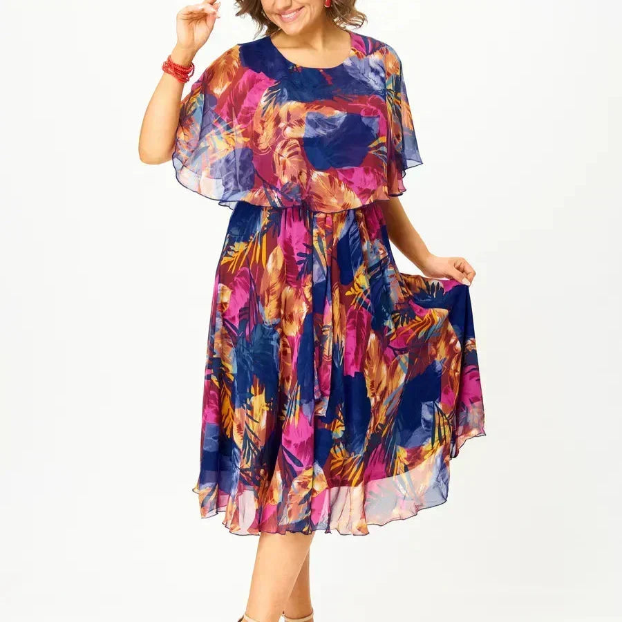 Floral Midi Dress for Women, Plus Size