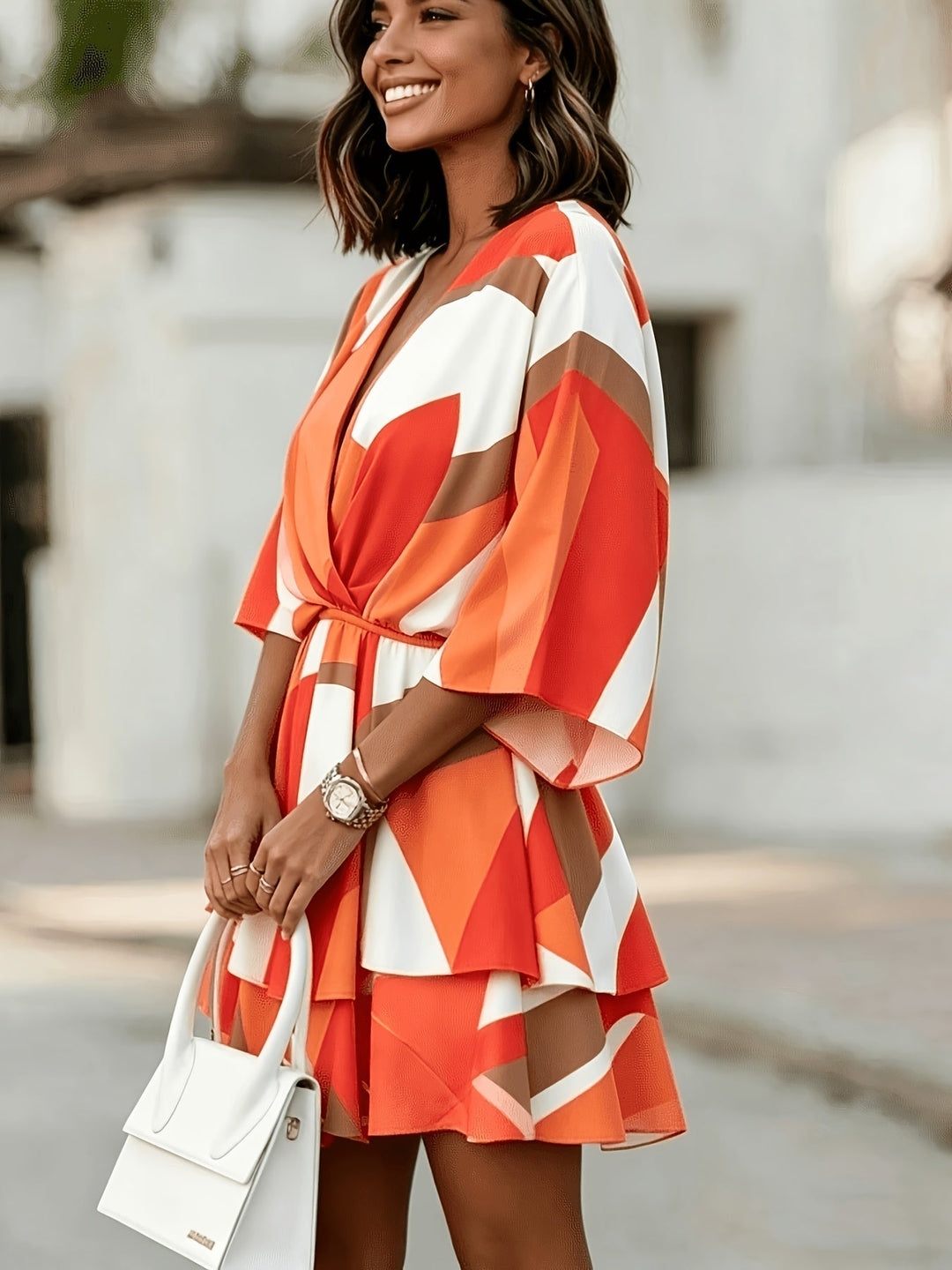 Ladies Flowing Batwing Wrap Dress