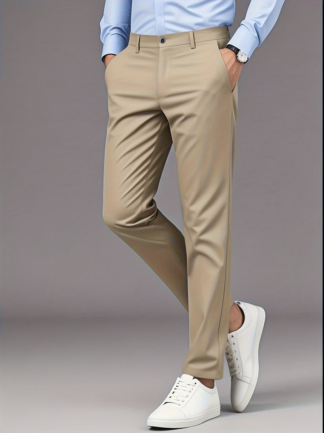 Straight-Leg Trousers, Men's Tailored Fit, Black
