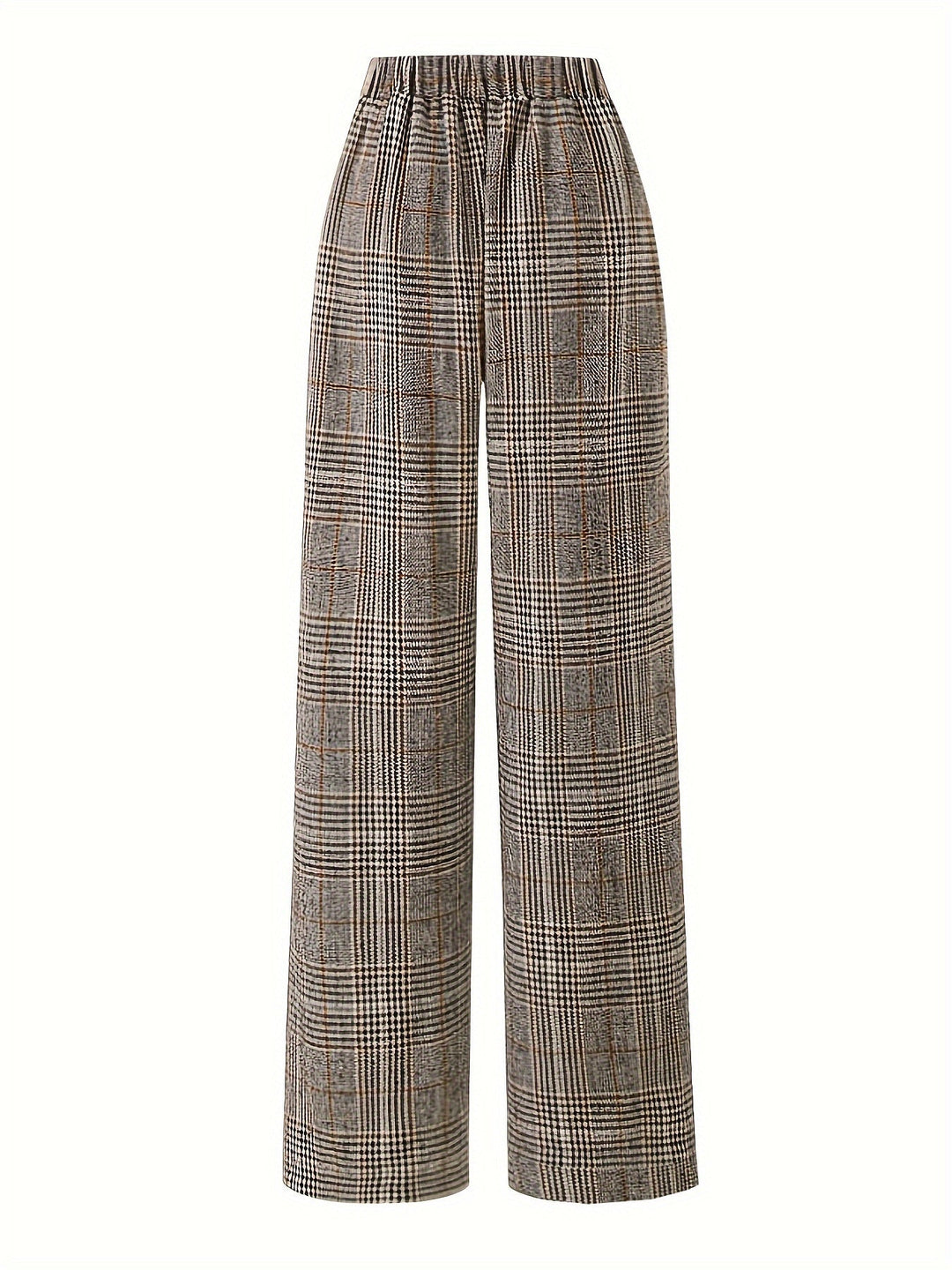 Wide-Leg Plaid Trousers for Women