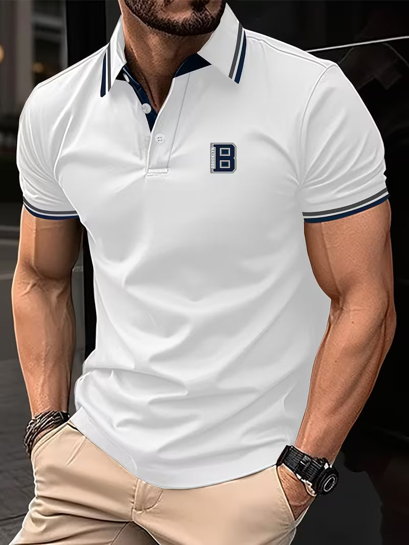 Casual Short-Sleeved Polo Shirt for Men, Plus Size