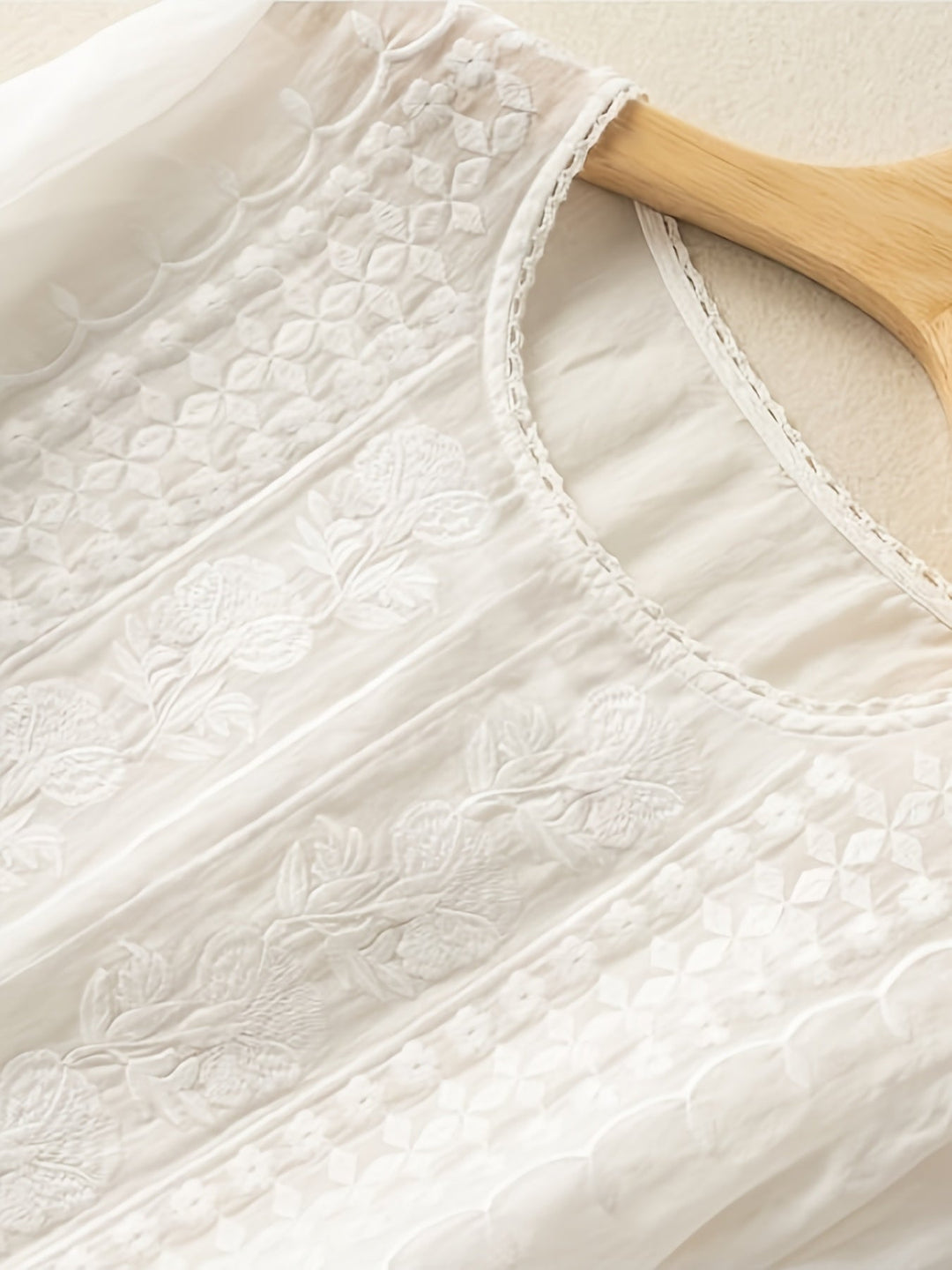 Embroidered Scoop-Neck Blouse for Women
