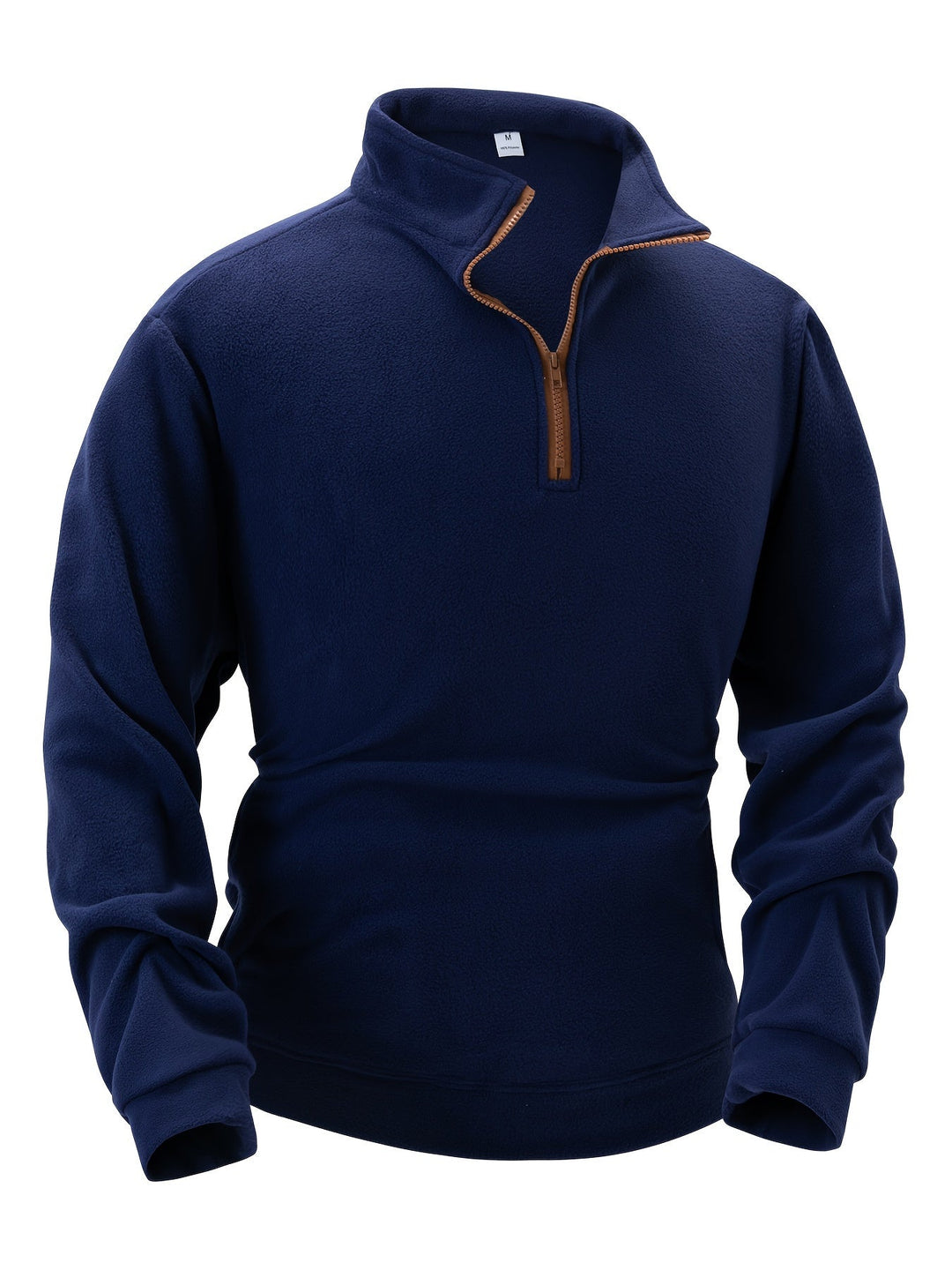 Navy Stand-Collar Half-Zip Pullover for Men