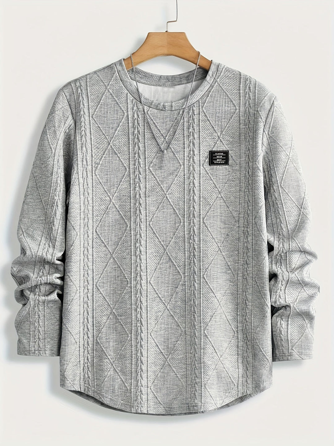 Crew Neck Top for Men, Textured Style