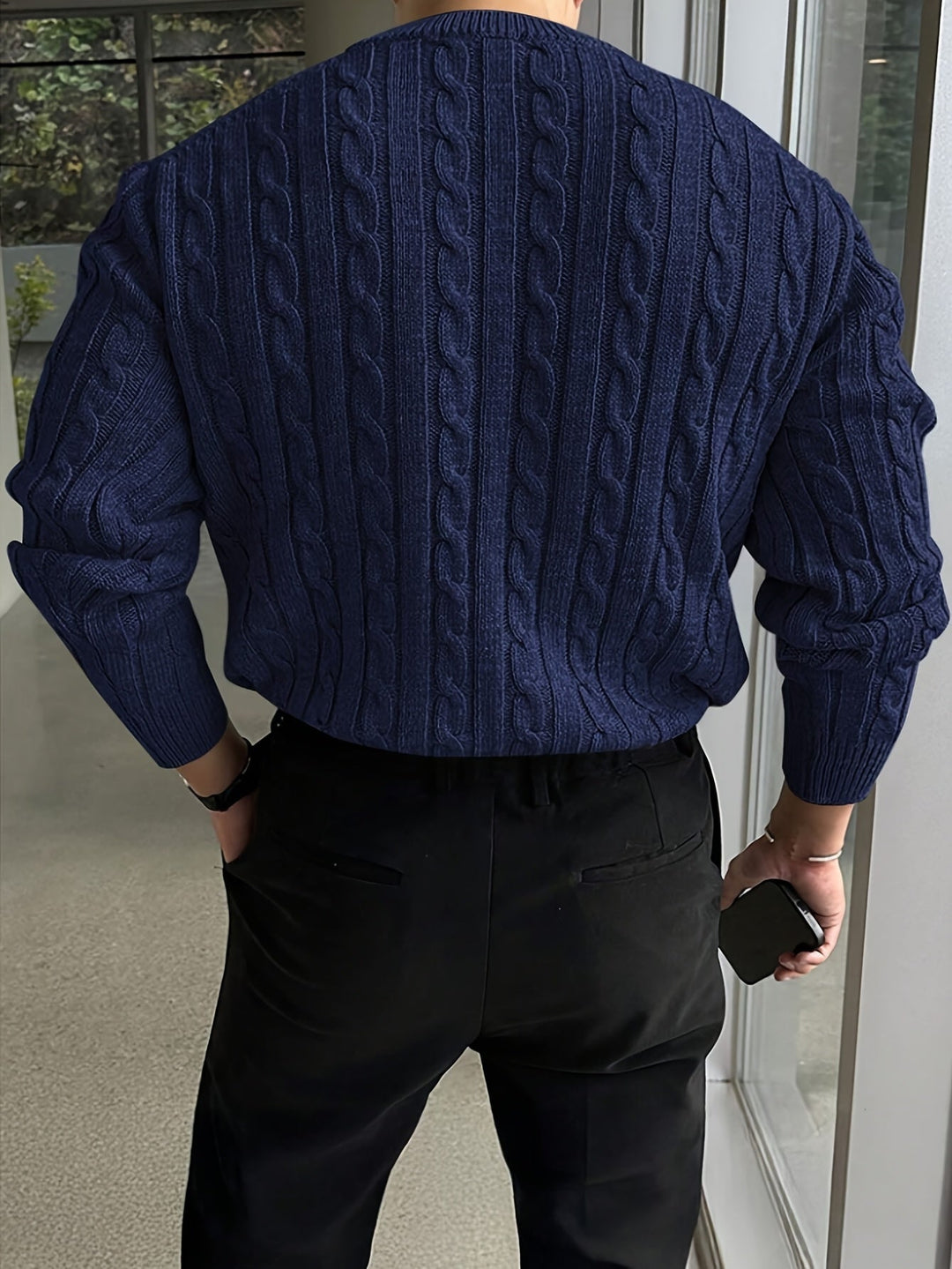 Twisted Cable Pullover Sweater for Men