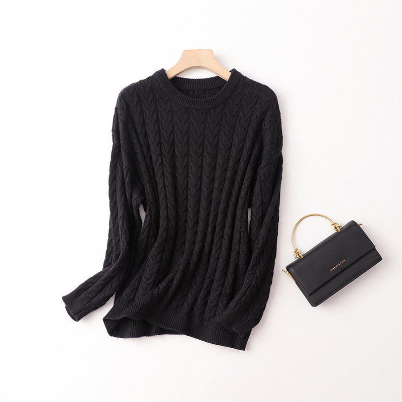 Women's Cable Knit Sweater – Black, Gray