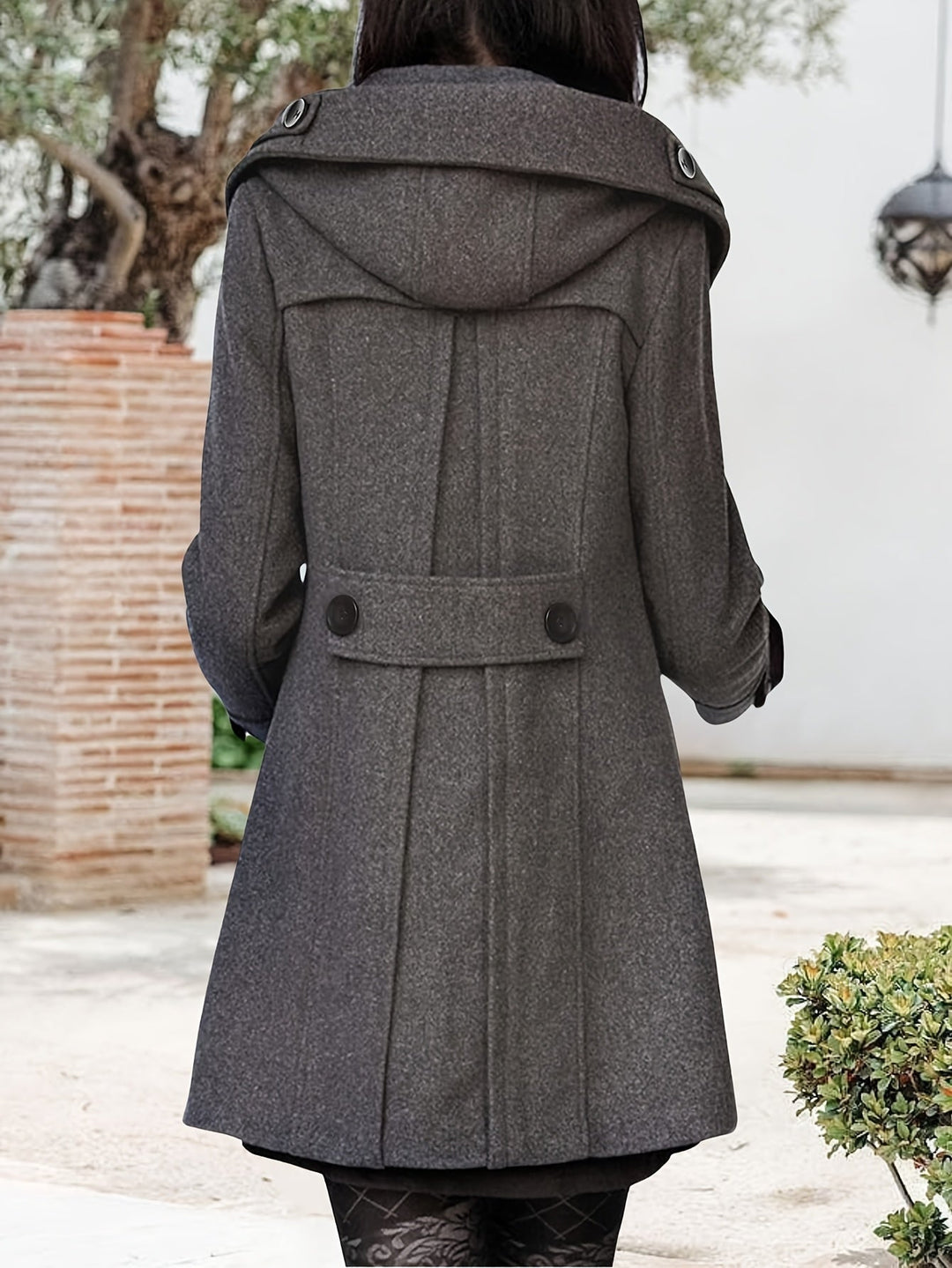 Women's Hooded Double-Breasted Mid-Length Coat