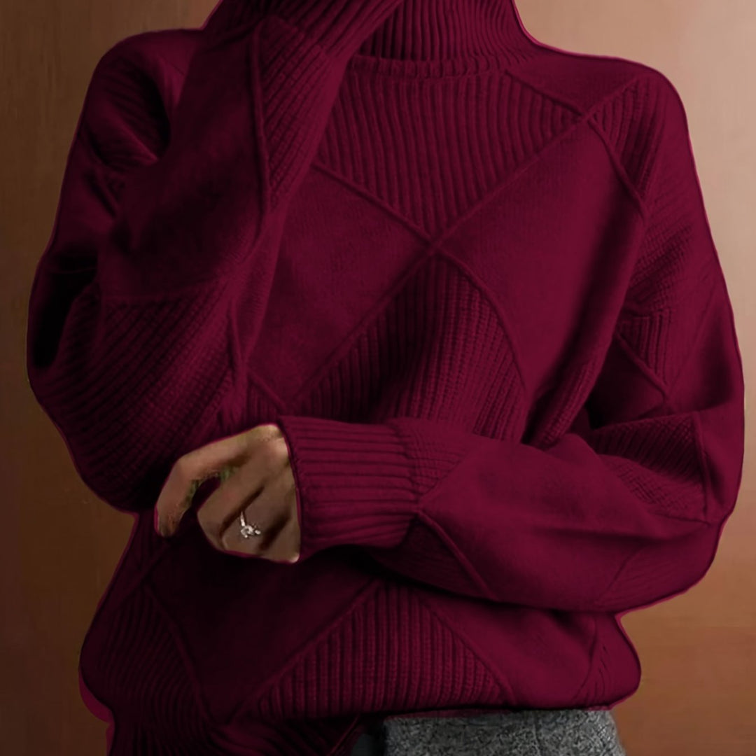 Turtleneck Sweater for Women, Textured Style